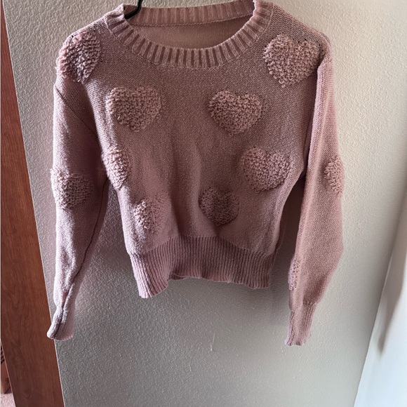 SHEIN Sweaters - SHEIN Blush Heart Textured Sweater
